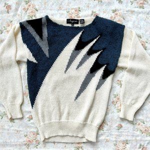 1980's Size S/M Abstract Knit Fitted Sweater